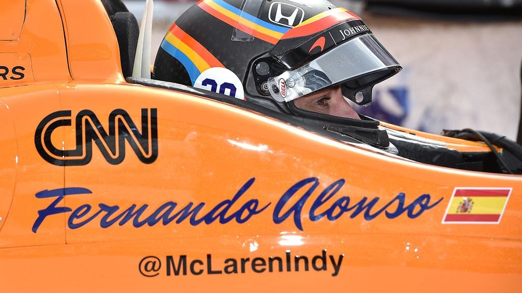 Fernando Alonso Indy-autossa toukokuussa.