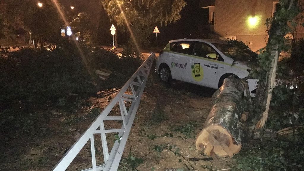 Kiira-myrsky aiheutti tuhoja Helsingin Lauttasaaressa 12.8.2017. Lukijan kuva.