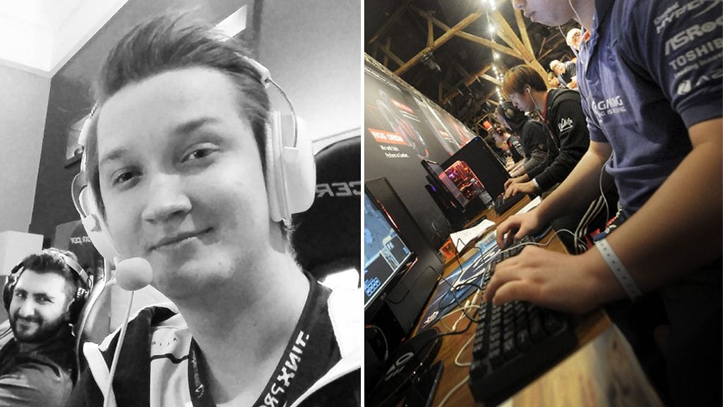 Ammattilaispelaaja Lasse "MATUMBAMAN" Urpalainen. Oikealla kuvituskuva.