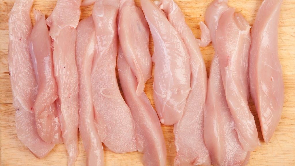 Lihaa tarkkaan katsomalla voi nähdä valkoisia viivoja.