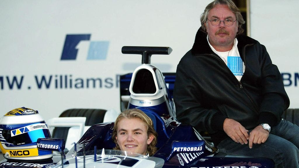 Nico ja Keke Rosberg F1-testeissä 2002.