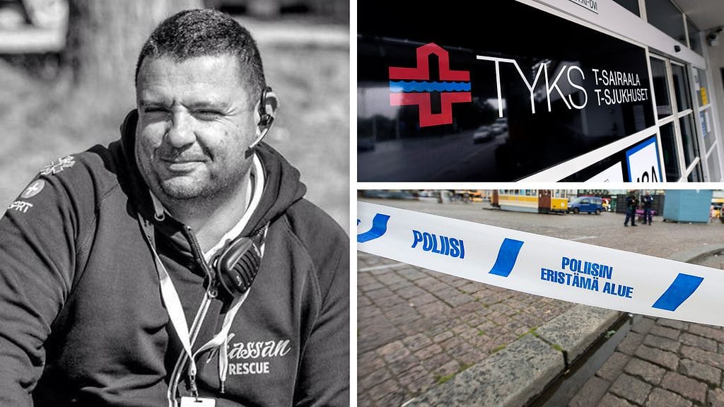 Ruotsalainen Hassan Zubier on hoidettavana TYKS:ssä. Hän sai viisi puukoniskua yrittäessään pelastaa puukotetun naisen. Miehen mukaan nainen kuoli hänen käsivarsilleen.