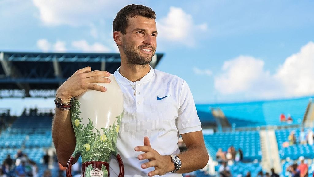 Grigor Dimitrov juhli turnausvoittoa.