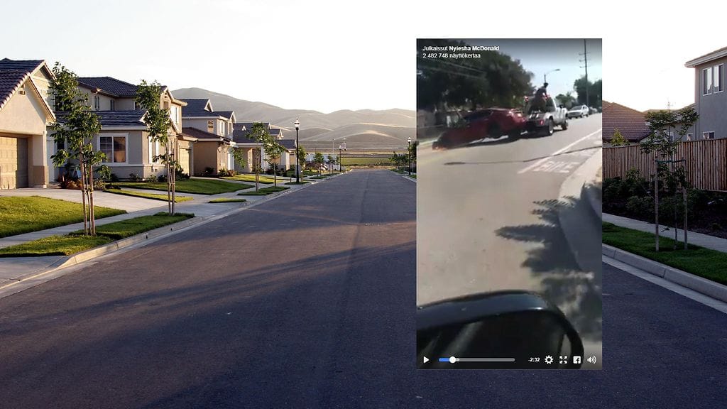 Kuvankaappaus Nyiesha McDonaldin Facebook-videolta.
