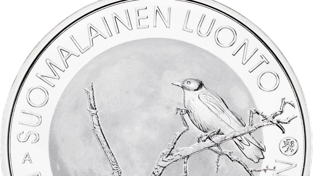 Suomalaisen luonnon 20 euron arvoisen juhlarahakolikon kruuna.