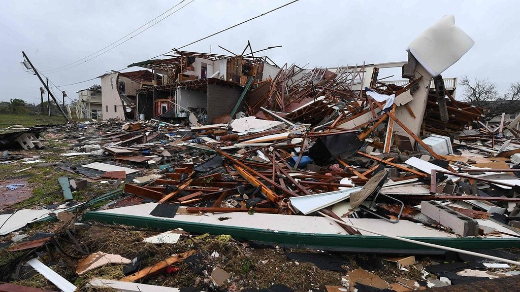 Hirmumyrsky Harvey teki tuhojaan Teksasissa sijaitsevassa Rockportin kaupungissa, joka oli suoraan hirmumyrskyn reitillä. .