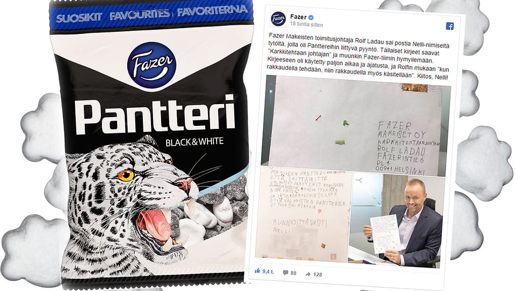 Nelli toivoo Fazerilta "pikkuisen muutosta" Pantteri-karkkeihin.