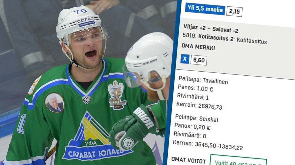 Teemu Hartikainen avitti vetoa lyönyttä lahtelaismiestä viemällä Salavatin 3–2-vierasjohtoon. Salavat nappasi lopulta lapulla olleen kahden maalin voiton.