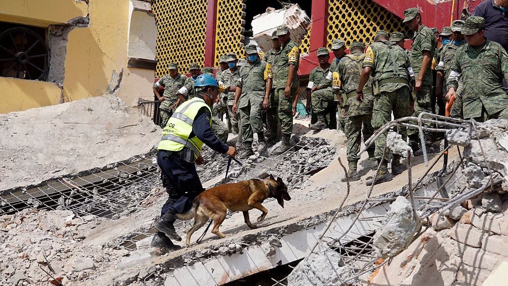 Ihmisiä etsittiin raunioista Meksikon Oaxacassa 9. syyskuuta.