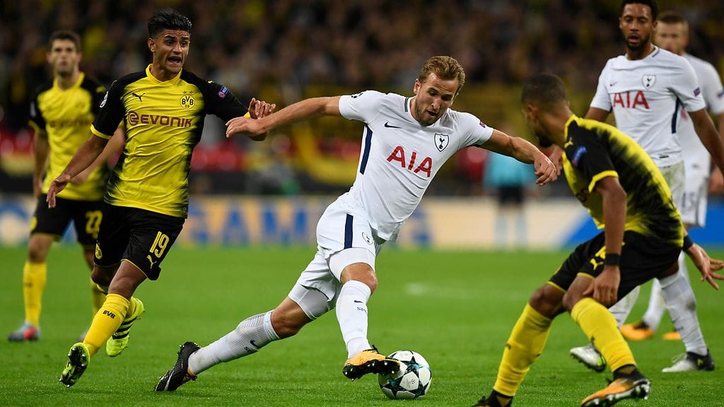 Tottenhamin Harry Kane iski Dortmundia vastaan kaksi maalia.