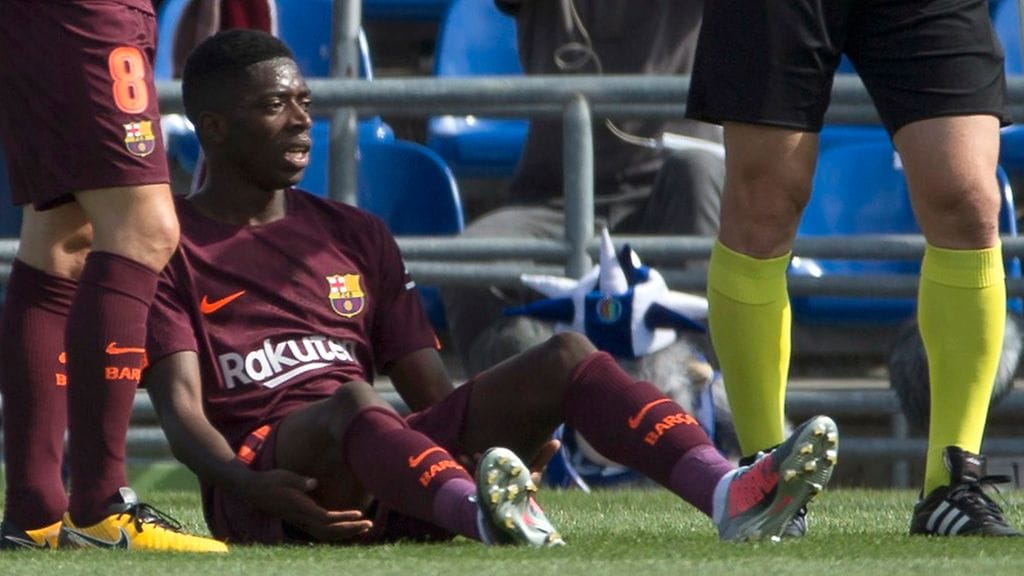 Ousmane Dembele loukkaantui lauantaina.