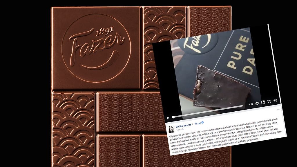 Emilia löysi suklaalevystään ikävän yllätyksen.