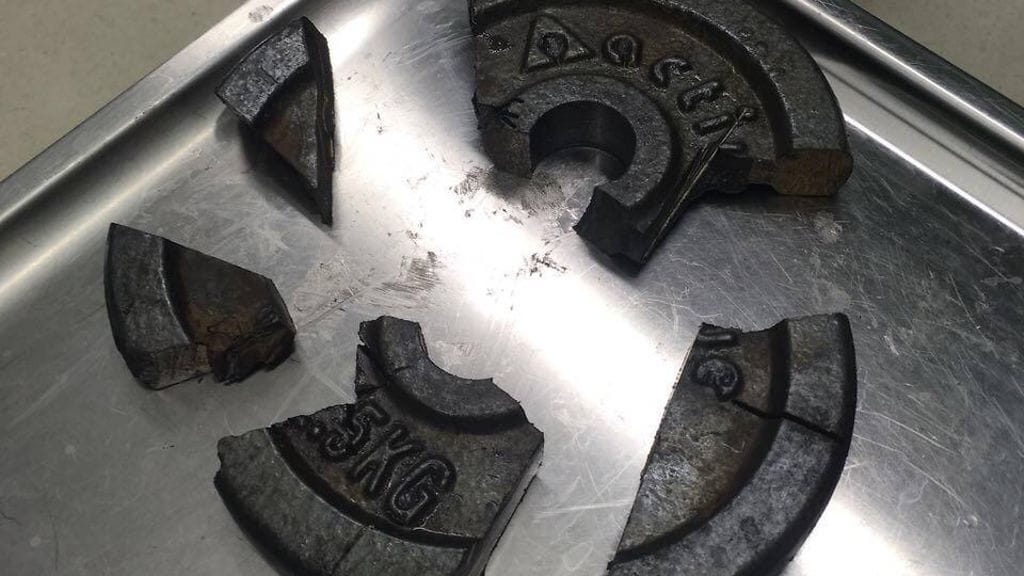 Levypaino sen jälkeen, kun se oli rikottu.