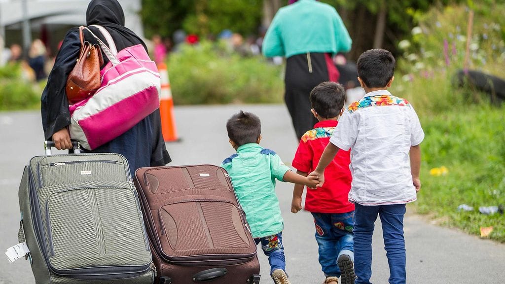 Pakolaisia matkalla Kanadaan elokuussa 2017.