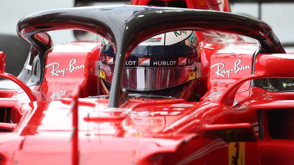 Halo-turvakaari Kimi Räikkösen autossa Singaporessa viime viikolla.