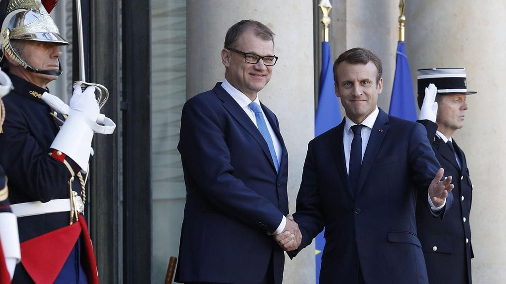 Pääministeri Juha Sipilä ja presidentti Emmanuel Macron.