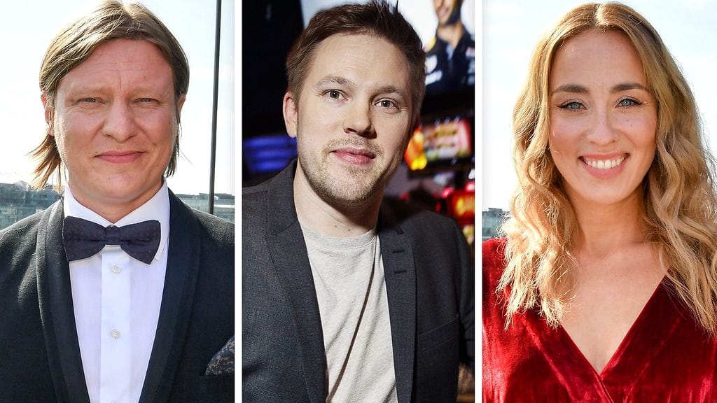 Aamulypsy-juontajat Jaajo Linnonmaa, Juha Perälä ja Anni Hautala.