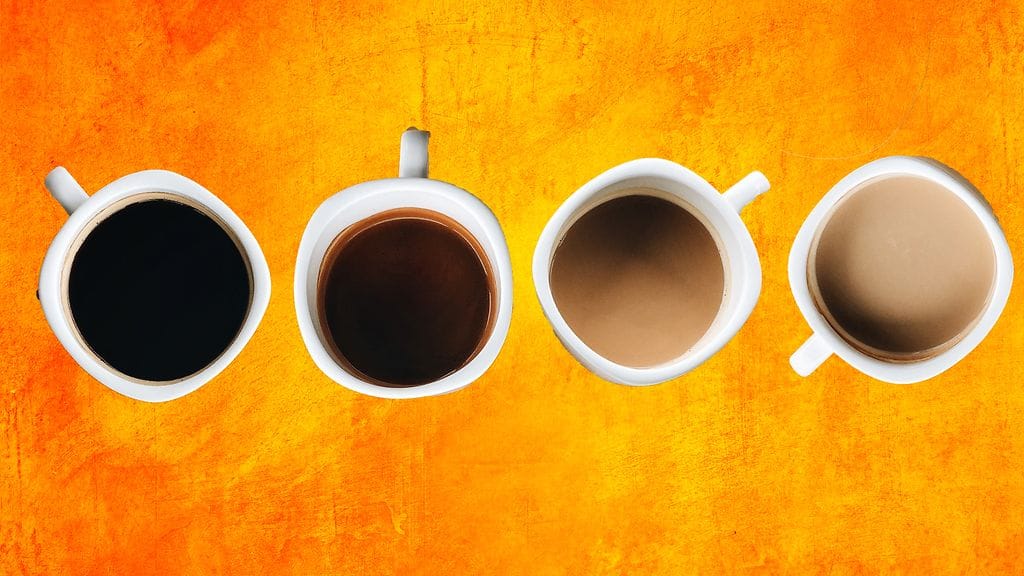 kahvisävyt kahvi mustana maidolla