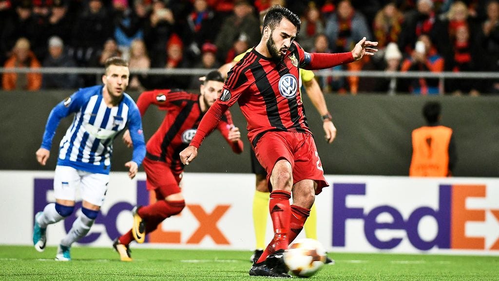 Östersundin Brwa Nouri viimeisteli ottelun ainoaksi jääneen maalin rangaistuspotkusta Hertaa vastaan.