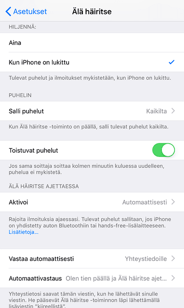 iphoen älä häiritse ss