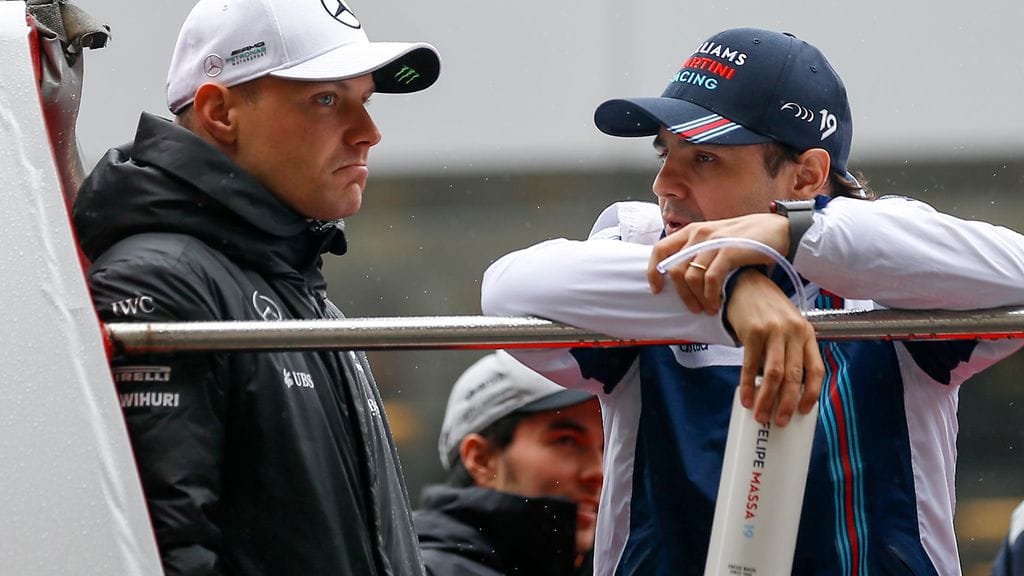 Valtteri Bottas ja Felipe Massa Kiinan GP:ssä huhtikuussa.