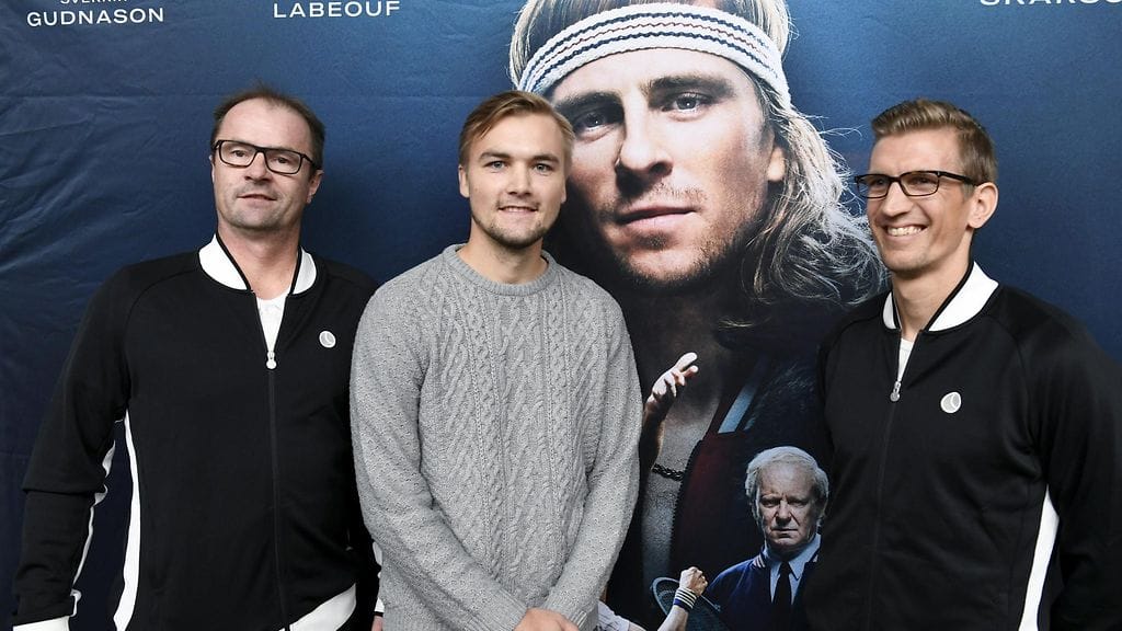 Veli Paloheimo, Henrik Sillanpää ja Jarkko Nieminen Borg/McEnroe-pressissä 4.10.2017