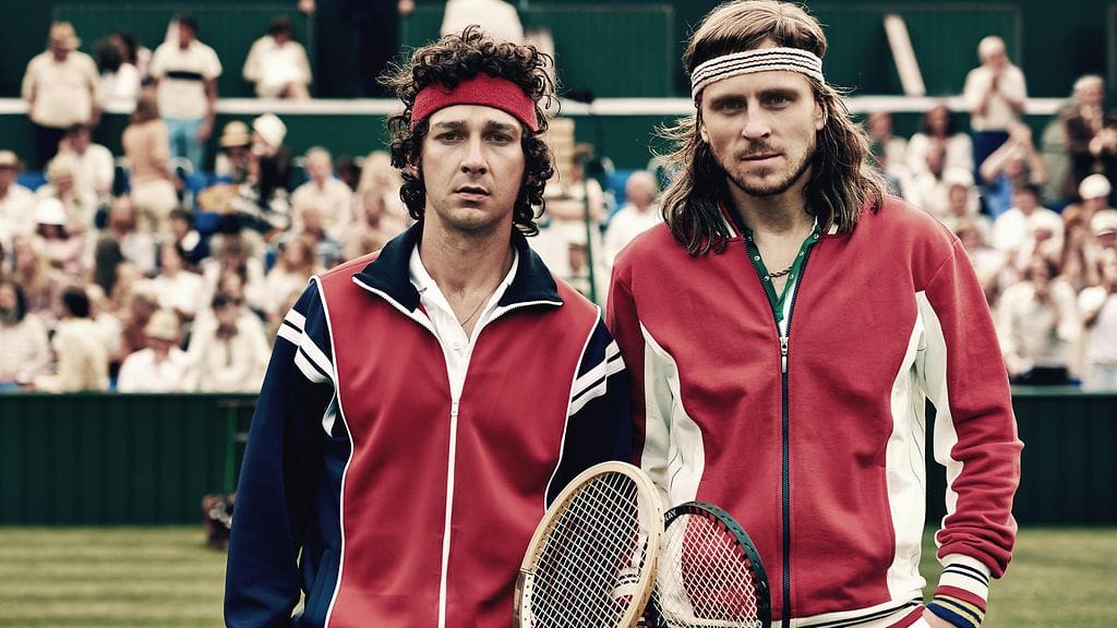 Björn Borg (Shia LaBeouf) ja John McEnroe (Sverrir Gudnason) 2017