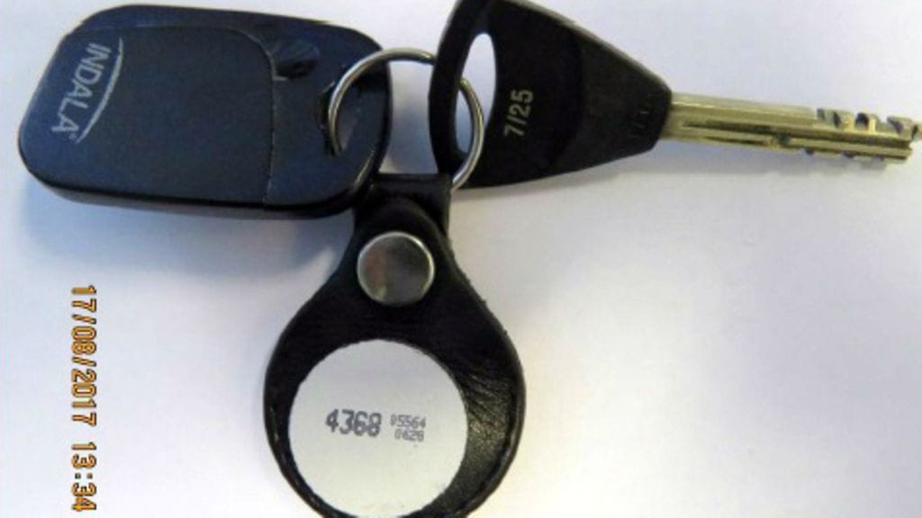 Jari Aarniolta kiinnioton yhteydessä löytynyt avainnippu (kuva: krp)