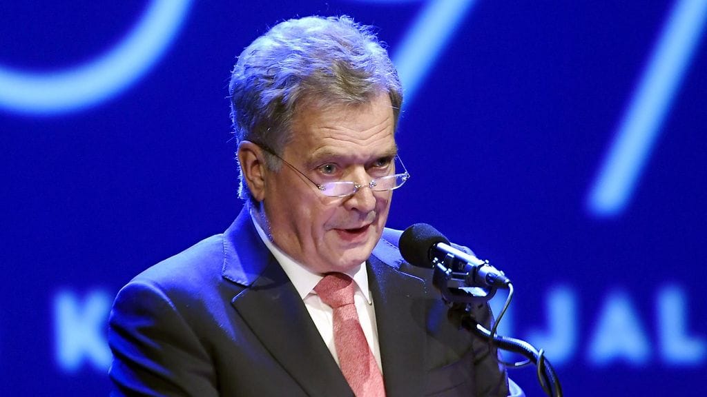 Sauli Niinistö Suomen Kirjailijaliiton 120-vuotisjuhlassa Helsingissä viime kuussa.