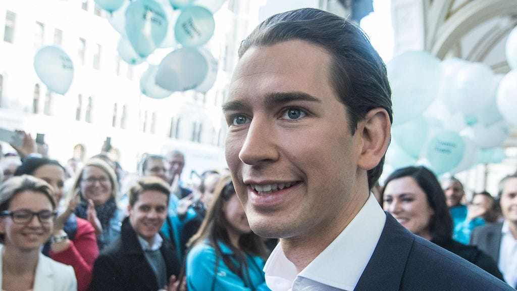 Sebastian Kurz kuvattuna Wienissä hieman ennen vuoden 2017 parlamenttivaaleja, joissa hänen puolueensa sai vaalivoiton.