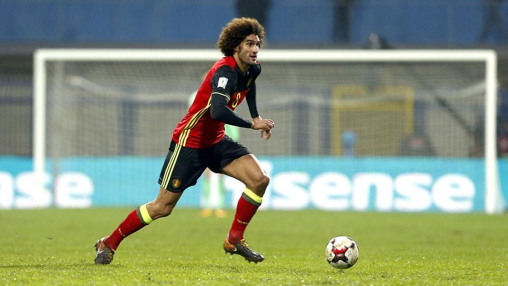 Marouane Fellaini pelasi viime lauantaina Belgian paidassa MM-karsintaottelun Bosnia ja Hertsegovinaa vastaan.