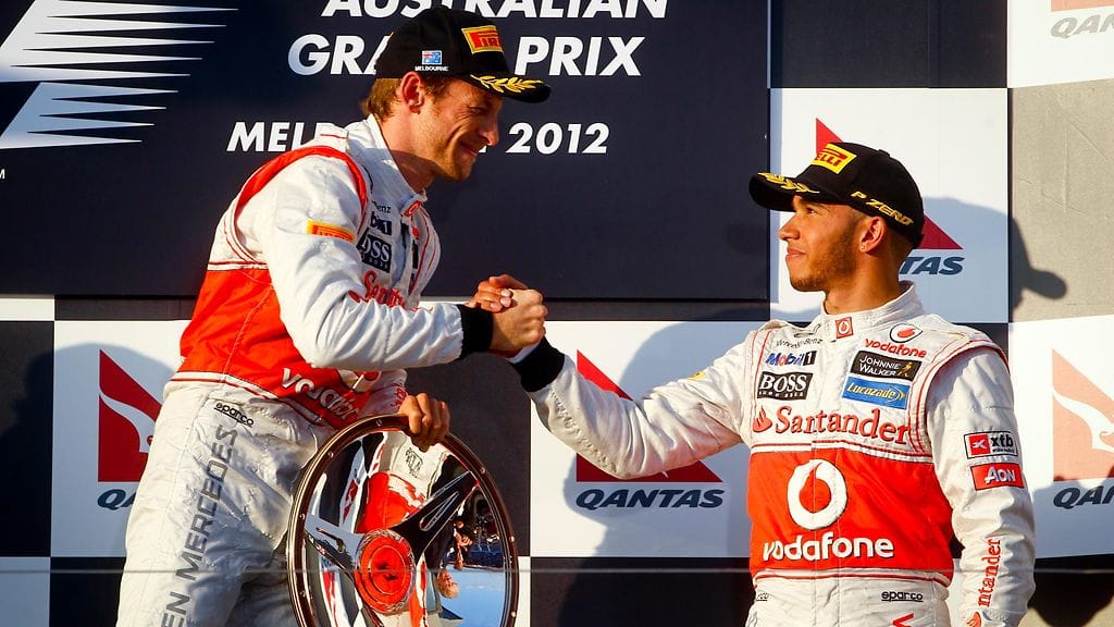 Jenson Button ja Lewis Hamilton