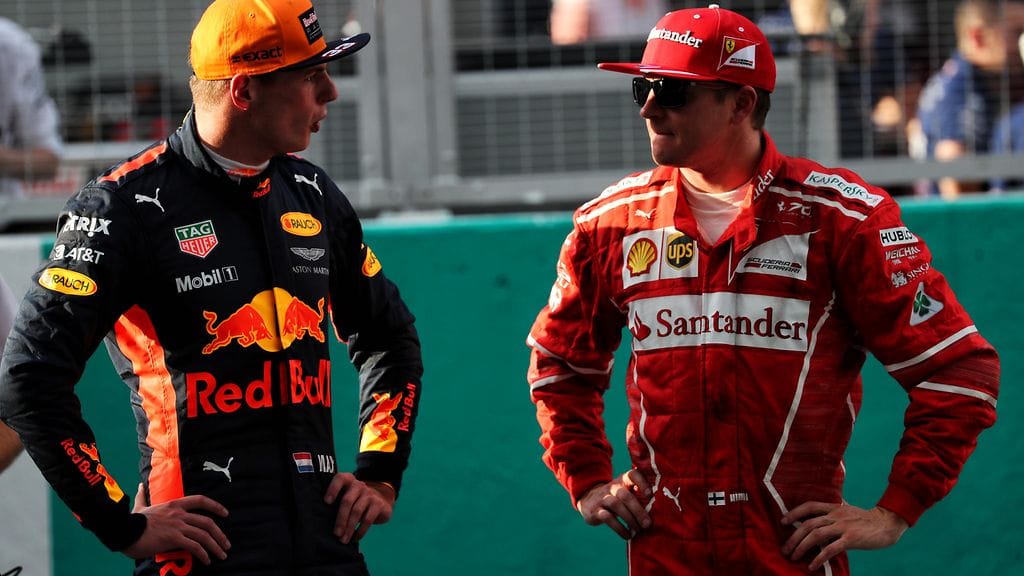 Kimi Räikkönen kävi heittämässä Max Verstappenin ulos vuoden 2017 Yhdysvaltain GP:n palkintojenjaosta.