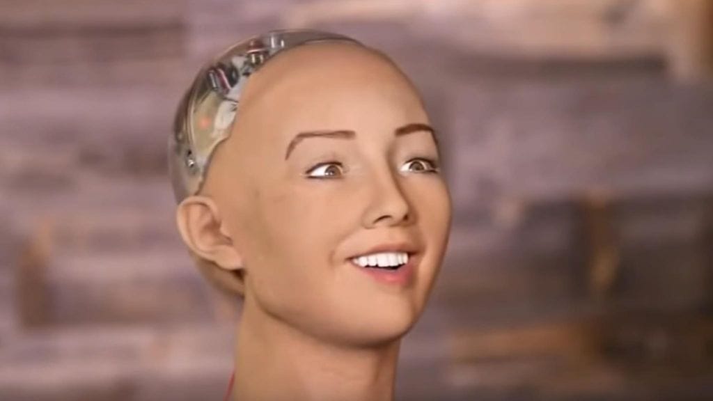 Sophia-robotti ilahtui saamastaan huomionosoituksesta.