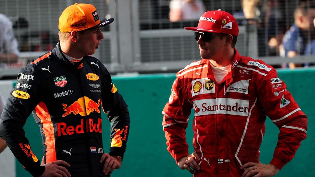 Max Verstappen ja Kimi Räikkönen Austinissa 2017.