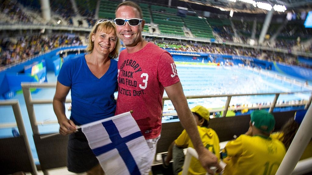 Naisista eniten verotettavia ansio- ja pääomatuloja sai viime vuonna Tietokeskus-konsernin omistajiin kuulunut Reetta Kaukinen. Reetta ja puolisonsa Tuomas Kaukinen Rio de Janeiro olympiakisoissa elokuussa 2016.