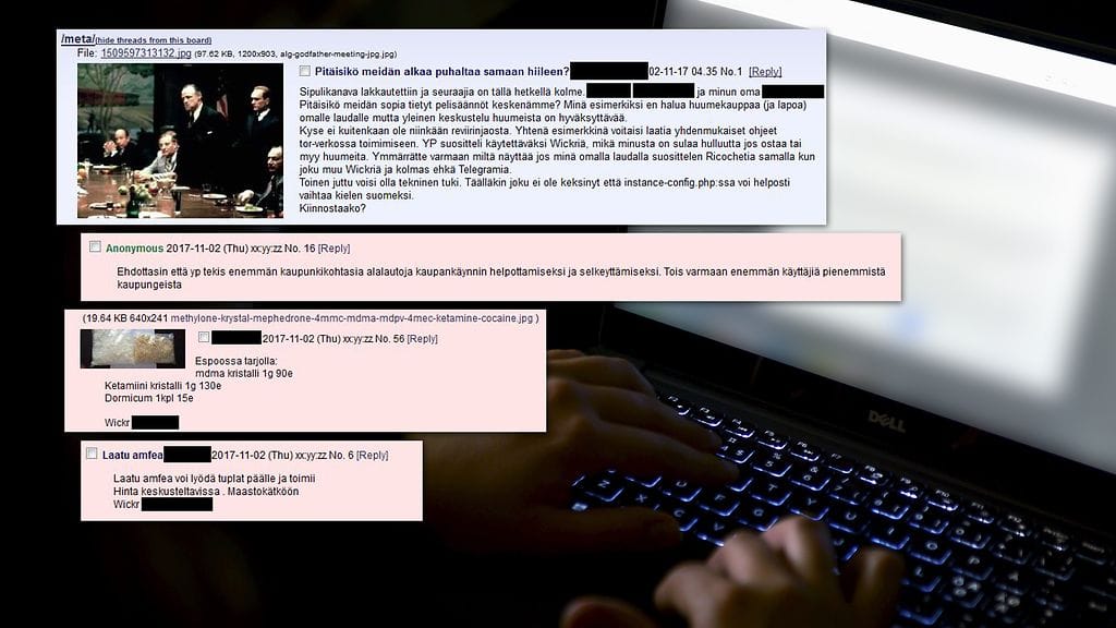 Kuvankaappauksia uusista Tor-verkon kuvalaudoista. Sipulikanavan sulkeutuminen on herättänyt kanavilla keskustelua tietoturvasta, mutta moni on aloittanut huumekaupan aiemmalta sivustolta tuttuun tapaan.