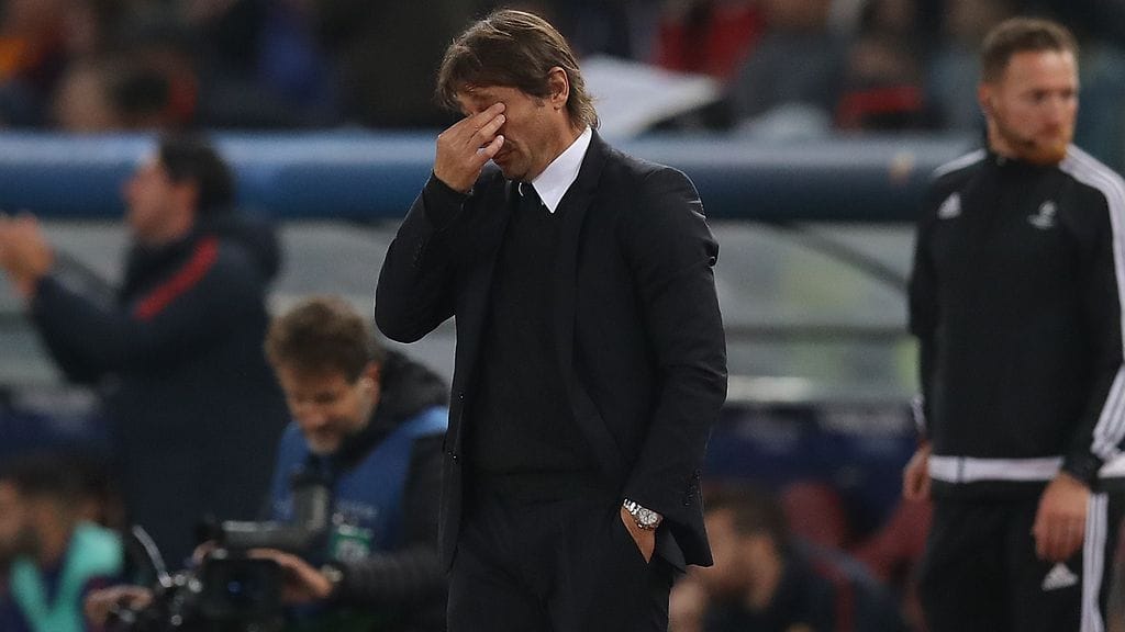 Antonio Conten kasvoilta paistoi tuska Roma-ottelussa.