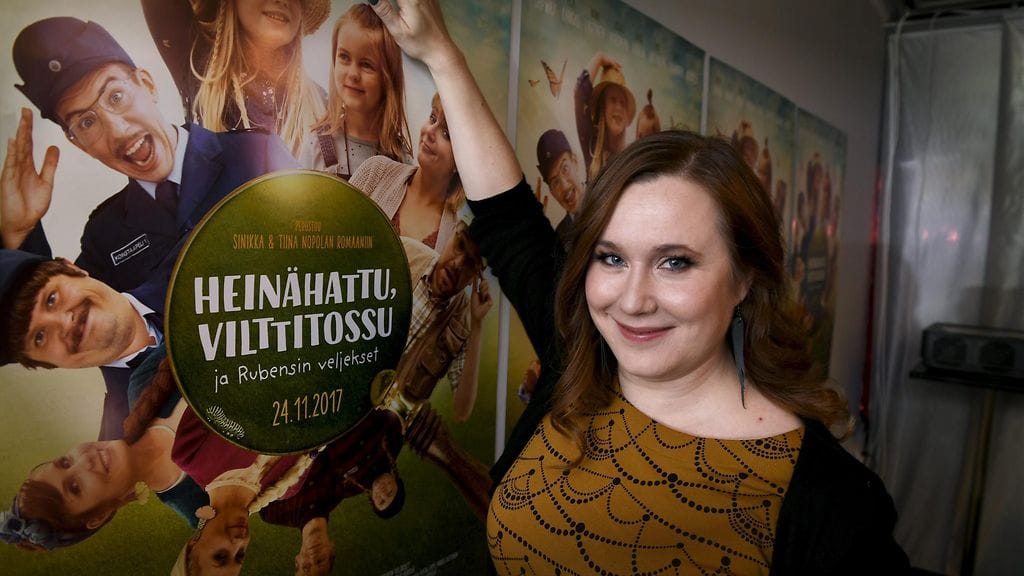 Anna Dahlman kuvattuna Heinähattu, Vilttitossu ja Rubensin veljekset -elokuvan lehdistötilaisuudessa 9. marraskuuta 2017.