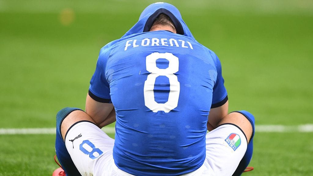 Alessandro Florenzi oli synkissä tunnelmissa, kun Italia oli karsiutunut jalkapallon MM-lopputurnauksesta.