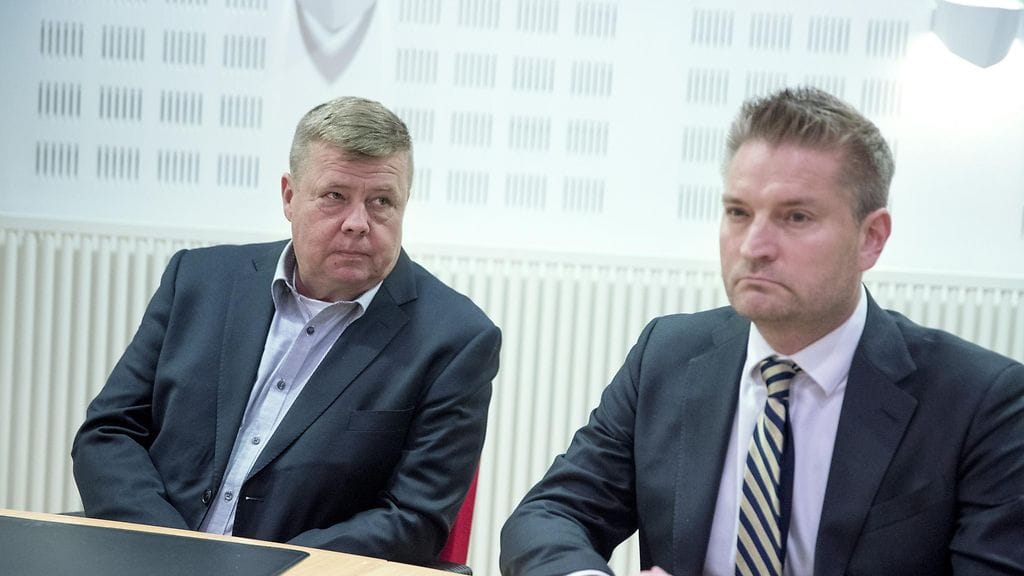 Talvivaaran kaivoksen perustaja Pekka Perä ja asianajajansa Markus Kokko (oik) Rovaniemen hovioikeuteen maanantaina 9. lokakuuta 2017. Rovaniemen hovioikeudessa alkoi maanantaina Talvivaaran ympäristörikosjutun käsittely.