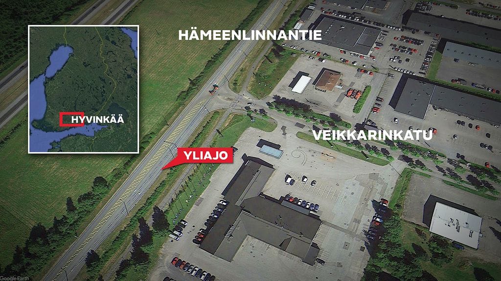 Yliajo tapahtui Hyvinkäällä Hämeenlinnantiellä eilen aamuyöllä.