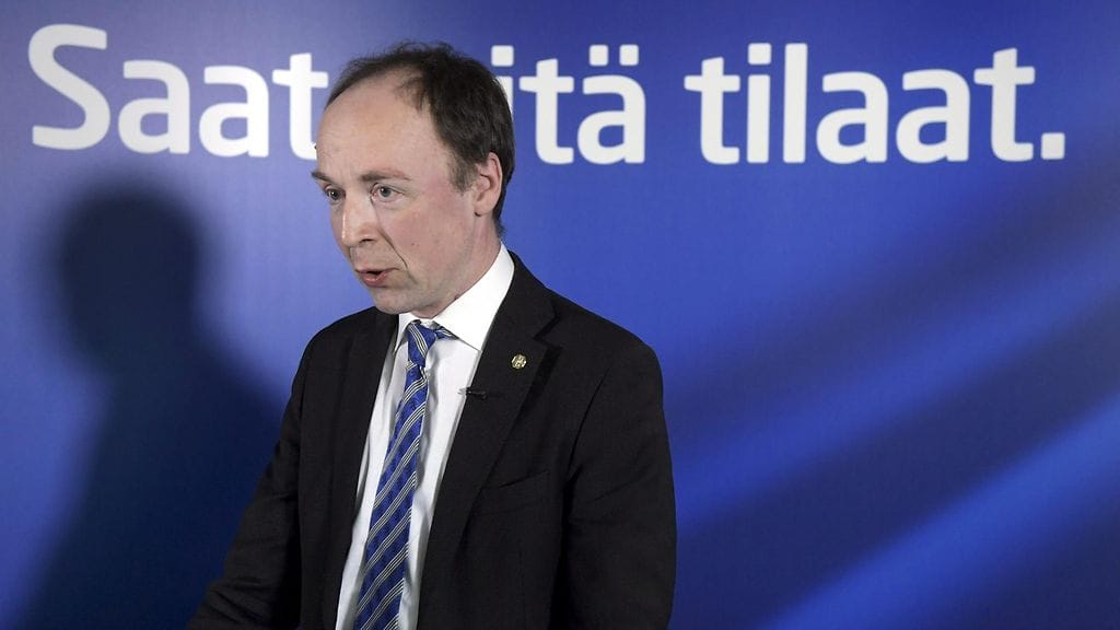 Puheenjohtaja Jussi Halla-aho perussuomalaisten Työmiehen tuumaustunti tiedotustilaisuudessa Helsingissä 17. marraskuuta 2017.