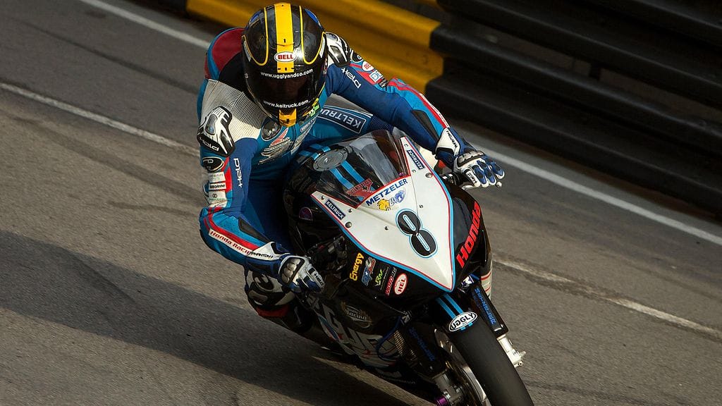 Daniel Hegarty Macaon GP:ssä lauantaina ennen kuolemaan johtanutta kaatumistaan.