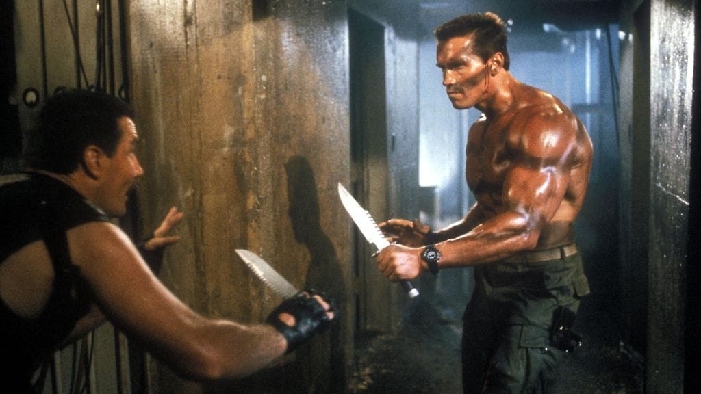Arnold Schwarzenegger Commando-elokuvassa vuonna 1985.