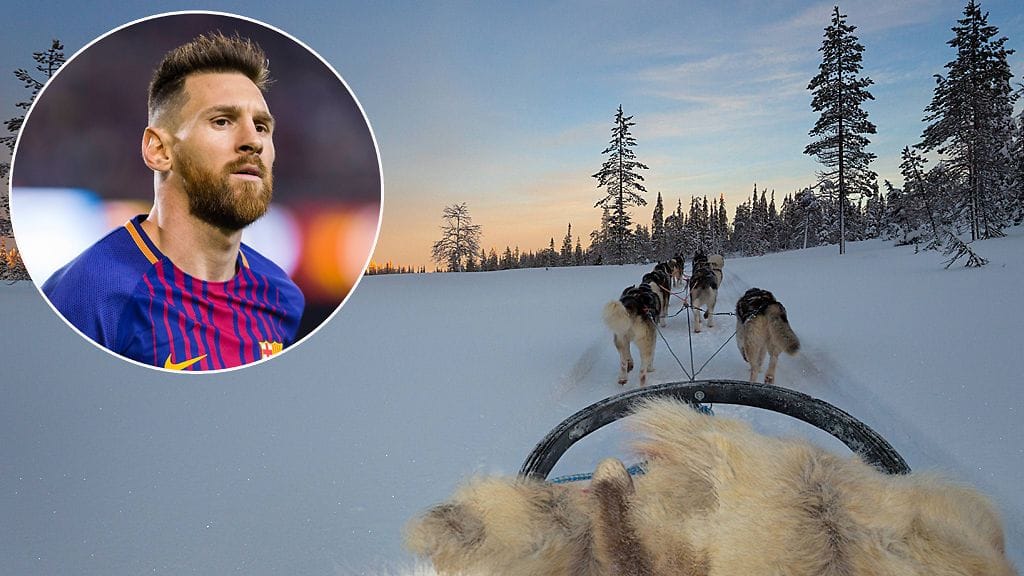 Lionel Messi lomailee Lapissa. Kuvan koiravaljakko ei liity uutiseen.