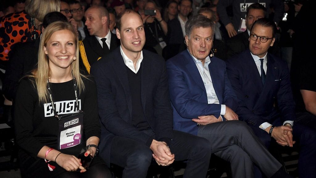 Marianne Vikkula, prinssi William, Sauli Niinistö, prinssi Daniel Slushissa 30.11.2017 1