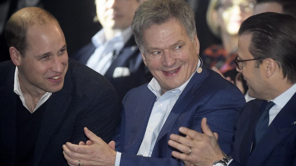 Prinssi William, tasavallan presidentti Sauli Niinistö ja prinssi Daniel