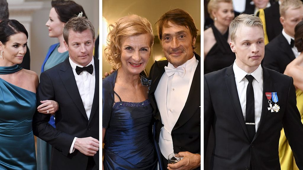 Minttu ja Kimi Räikkönen, Marja-Liisa Kirvesniemi, Teemu Selänne sekä Iivo Niskanen viettivät itsenäisyyspäivää Presidentinlinnassa.