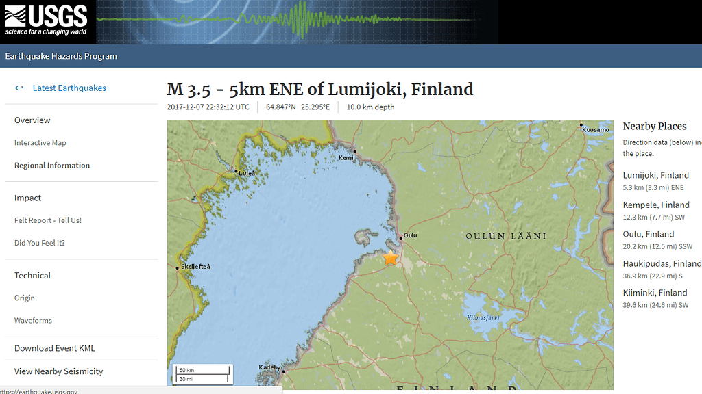 Yhdysvaltain geologian tutkimuskeskus USGS kertoi järistyksestä nettisivuillaan.